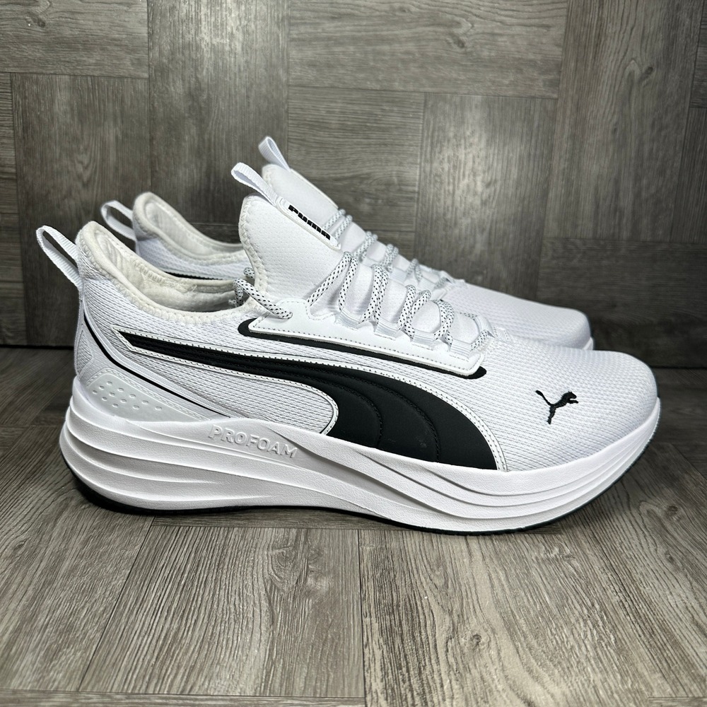 Puma Darter Pro Running Shoes Mens 12 White Black ProFoam NEW 313118-02